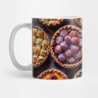 Variety of Fruit Pies on a Wood Background - Still Life Mug